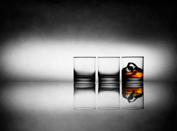 Photograph Chris Bailey Whisky Glasses on One Eyeland